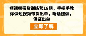 短视频带货训练营18期,手把手教你做短视频带货出单,听话照做,保证出单-小鸿资源库