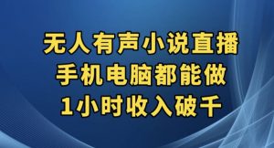 抖音无人有声小说直播，手机电脑都能做，1小时收入破千【揭秘】-小鸿资源库