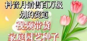 抖音月销售百万级别的赛道，视频带货家庭园艺种子，无需实拍小白可做-小鸿资源库