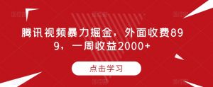 腾讯视频暴力掘金，外面收费899，一周收益2000+【揭秘】-小鸿资源库
