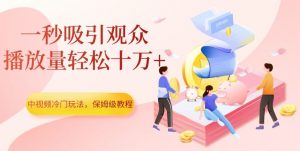 中视频冷门玩法，一秒吸引观众，播放量轻松十万+，保姆级教程【揭秘】-小鸿资源库