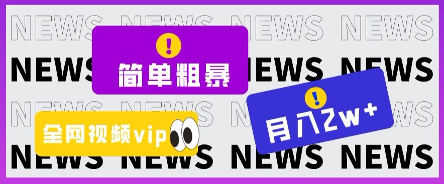 简单粗暴零成本，高回报，全网视频VIP掘金项目，月入2万＋【揭秘】-小鸿资源库