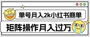 外面收费1980的小红书商单保姆级教程，单号月入2k，矩阵操作轻松月入过万-小鸿资源库