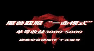 魔兽亚服一命模式，10天成号-单号3千-5千，脚本全自动操作，保姆级教学【揭秘】-小鸿资源库