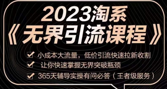 2023淘系无界引流实操课程，​小成本大流量，低价引流快速拉新收割，让你快速掌握无界突破瓶颈-小鸿资源库