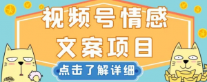 视频号情感文案项目，简单操作，新手小白轻松上手日入200+【揭秘】-小鸿资源库