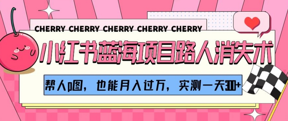 小红书蓝海项目路人消失术，帮人p图，也能月入过万，实测一天300+【揭秘】-小鸿资源库