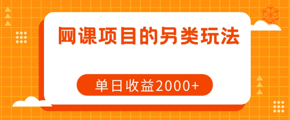 网课项目的另类玩法，单日收益2000+【揭秘】-小鸿资源库