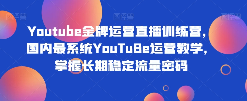Youtube金牌运营直播训练营，国内最系统YouTuBe运营教学，掌握长期稳定流量密码-小鸿资源库