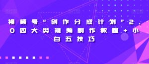 视频号“创作分成计划”2.0四大类视频制作教程+小白五技巧【揭秘】-小鸿资源库