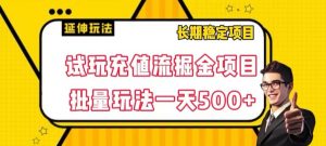 试玩充值流掘金项目，批量矩阵玩法一天500+【揭秘】-小鸿资源库