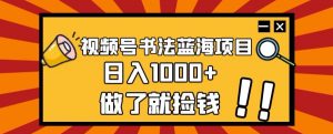 视频号书法蓝海项目，玩法简单，日入1000+【揭秘】-小鸿资源库