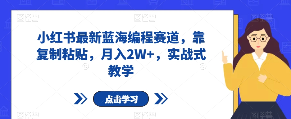 小红书最新蓝海编程赛道,靠复制粘贴,月入2W+,实战式教学【揭秘】-小鸿资源库