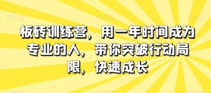 板砖训练营，用一年时间成为专业的人，带你突破行动局限，快速成长-小鸿资源库