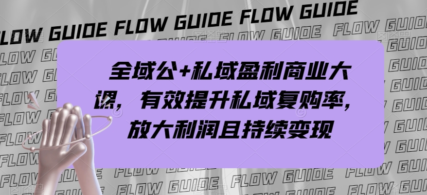 全域公+私域盈利商业大课,有效提升私域复购率,放大利润且持续变现-小鸿资源库