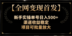 【全网变现首发】新手实操单号日入500+，渠道收益稳定，项目可批量放大【揭秘】-小鸿资源库