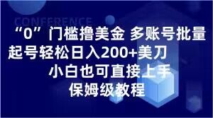 0门槛撸美金，多账号批量起号轻松日入200+美刀，小白也可直接上手，保姆级教程【揭秘】-小鸿资源库