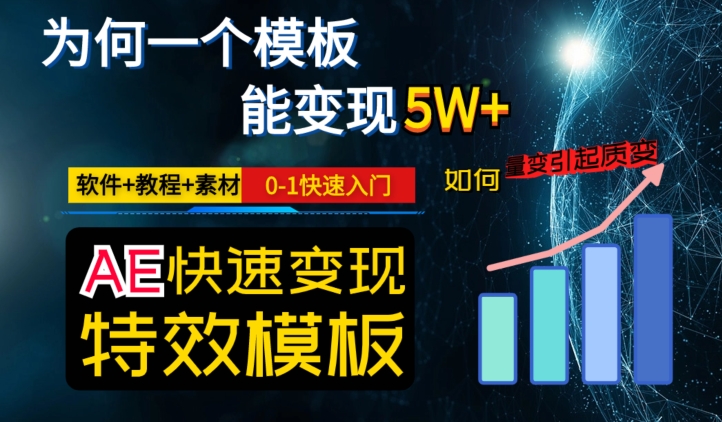 AE视频特效模板变现月入3-5W，0-1快速入门，软件+教程+素材-小鸿资源库