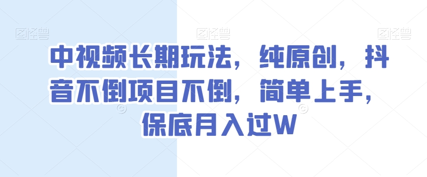 中视频长期玩法，纯原创，抖音不倒项目不倒，简单上手，保底月入过W【揭秘】-小鸿资源库