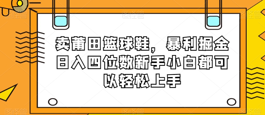 卖莆田篮球鞋，暴利掘金日入四位数新手小白都可以轻松上手【揭秘】-小鸿资源库