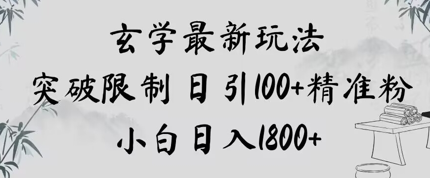玄学新玩法，突破限制，日引100+精准粉，小白日入1800+【揭秘】-小鸿资源库