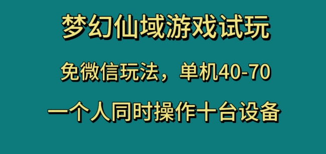 梦幻仙域游戏试玩，免微信玩法，单机40-70，一个人同时操作十台设备【揭秘】-小鸿资源库