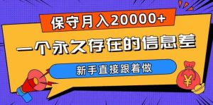 一个永久存在的信息差，保守月入20000+，新手直接跟着做【揭秘】-小鸿资源库