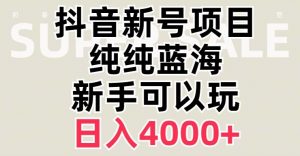 抖音蓝海赛道，必须是新账号，日入4000+【揭秘】-小鸿资源库