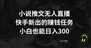 小说推文无人直播，快手新出的赚钱任务，小白也能日入300+【揭秘】-小鸿资源库