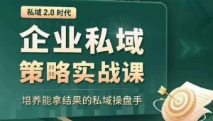 私域2.0时代：企业私域策略实战课，培养能拿结果的私域操盘手-小鸿资源库