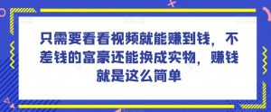 谁做过这么简单的项目？只需要看看视频就能赚到钱，不差钱的富豪还能换成实物，赚钱就是这么简单！【揭秘】-小鸿资源库