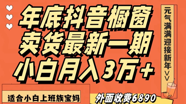 外面收费6890元年底抖音橱窗卖货最新一期，小白月入3万，适合小白上班族宝妈【揭秘】-小鸿资源库