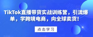TikTok直播带货实战训练营，引流爆单，学跨境电商，向全球卖货！-小鸿资源库
