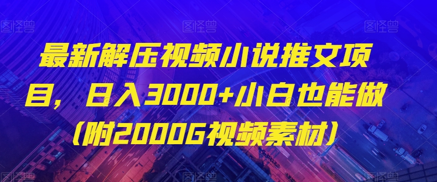 最新解压视频小说推文项目，日入3000+小白也能做（附2000G视频素材）【揭秘】-小鸿资源库