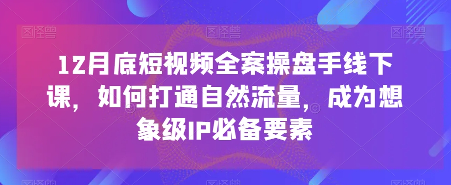 12月底短视频全案操盘手线下课，如何打通自然流量，成为想象级IP必备要素-小鸿资源库