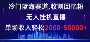 冷门蓝海赛道，收割回忆粉，无人挂机直播，单场收入轻松2000-5w+【揭秘】-小鸿资源库