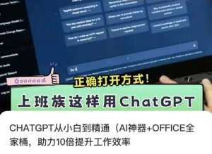 CHATGPT从小白到精通,AI神器+OFFICE全家桶,助力10倍提升工作效率-小鸿资源库