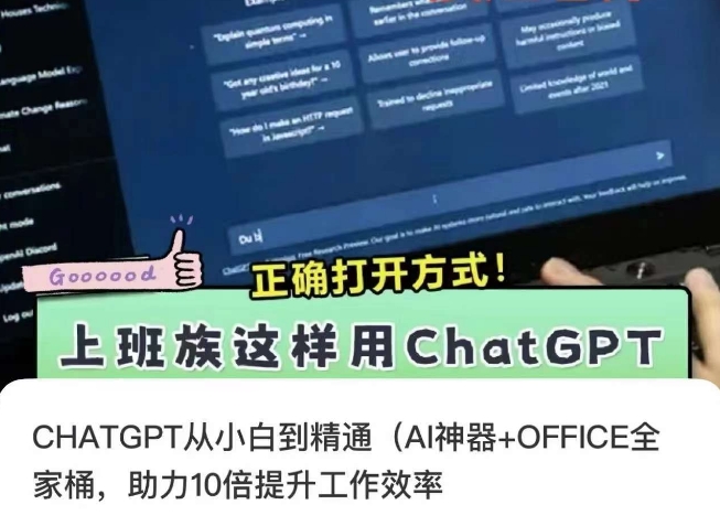 CHATGPT从小白到精通,AI神器+OFFICE全家桶,助力10倍提升工作效率-小鸿资源库