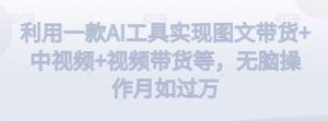 利用一款AI工具实现图文带货+中视频+视频带货等，无脑操作月如过万【揭秘】-小鸿资源库