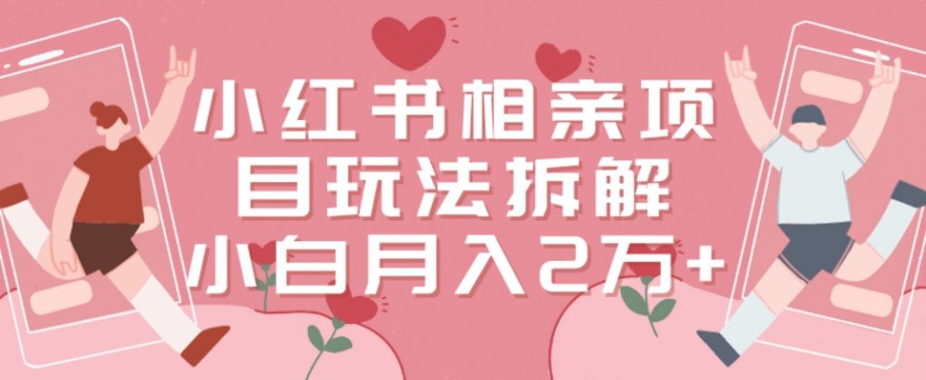 小红书相亲项目玩法拆解，有人通过这个副业项目做到了月收入2万多【揭秘】-小鸿资源库