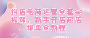 抖店电商运营全套实操课，新手开店起店爆单全教程-小鸿资源库