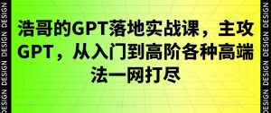 浩哥的GPT落地实战课，主攻GPT，从入门到高阶各种高端法一网打尽-小鸿资源库