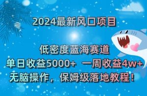 2024最新风口项目,低密度蓝海赛道,单日收益5000+,一周收益4w+!【揭秘】-小鸿资源库
