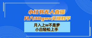 小红书无人直播月入30gmv实操教学，月入上w不是梦，小白轻松上手【揭秘】-小鸿资源库