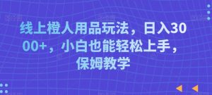 线上橙人用品玩法，日入3000+，小白也能轻松上手，保姆教学【揭秘】-小鸿资源库