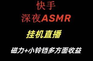 快手深夜ASMR挂机直播，磁力+小铃铛收益（附带工具和5G素材）【揭秘】-小鸿资源库