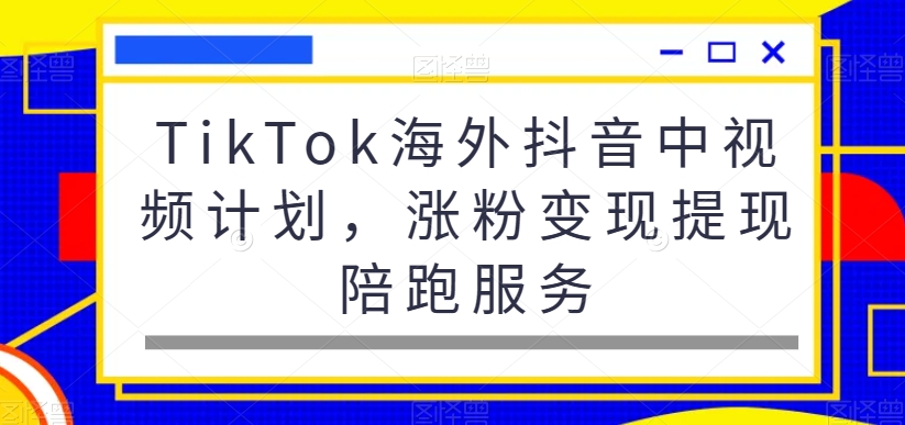 TikTok海外抖音中视频计划,涨粉变现提现陪跑服务-小鸿资源库
