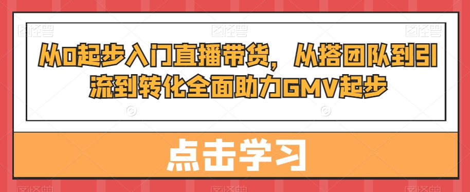 从0起步入门直播带货，​从搭团队到引流到转化全面助力GMV起步-小鸿资源库
