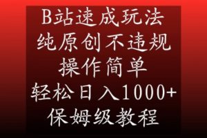 B站速成玩法，纯原创不违规，操作简单，轻松日入1000+，保姆级教程【揭秘】-小鸿资源库