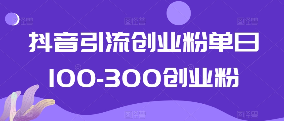 抖音引流创业粉单日100-300创业粉【揭秘】-小鸿资源库
